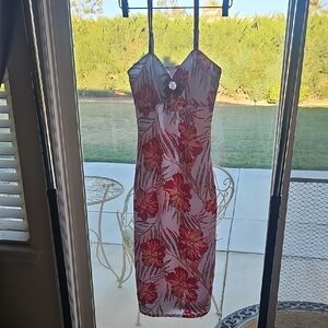 Floral Red and Green Dress